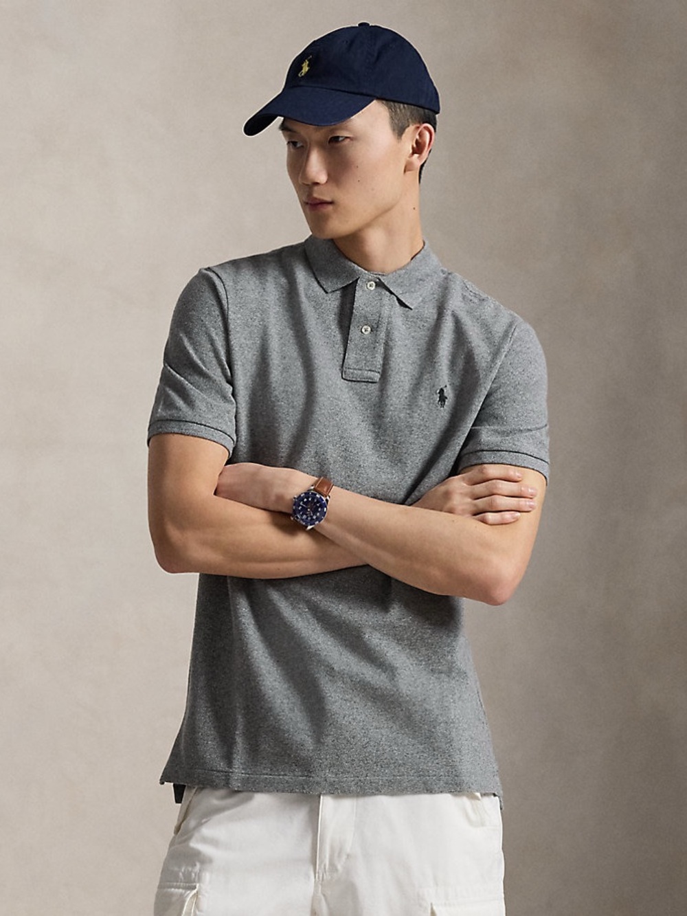 Polo Ralph Lauren The Iconic Classic Fit Mesh Polo in Canterbury Heather Size L